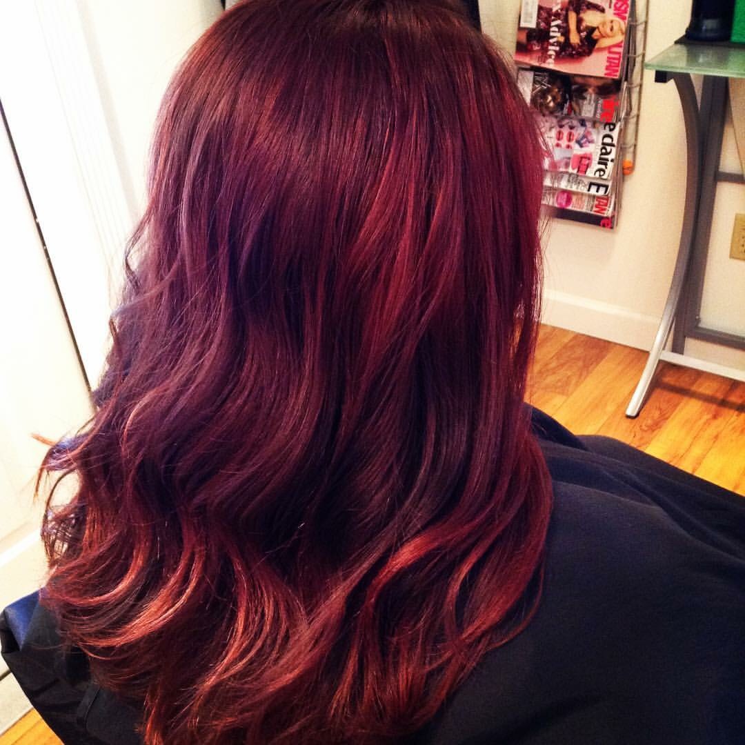 red color hair styled