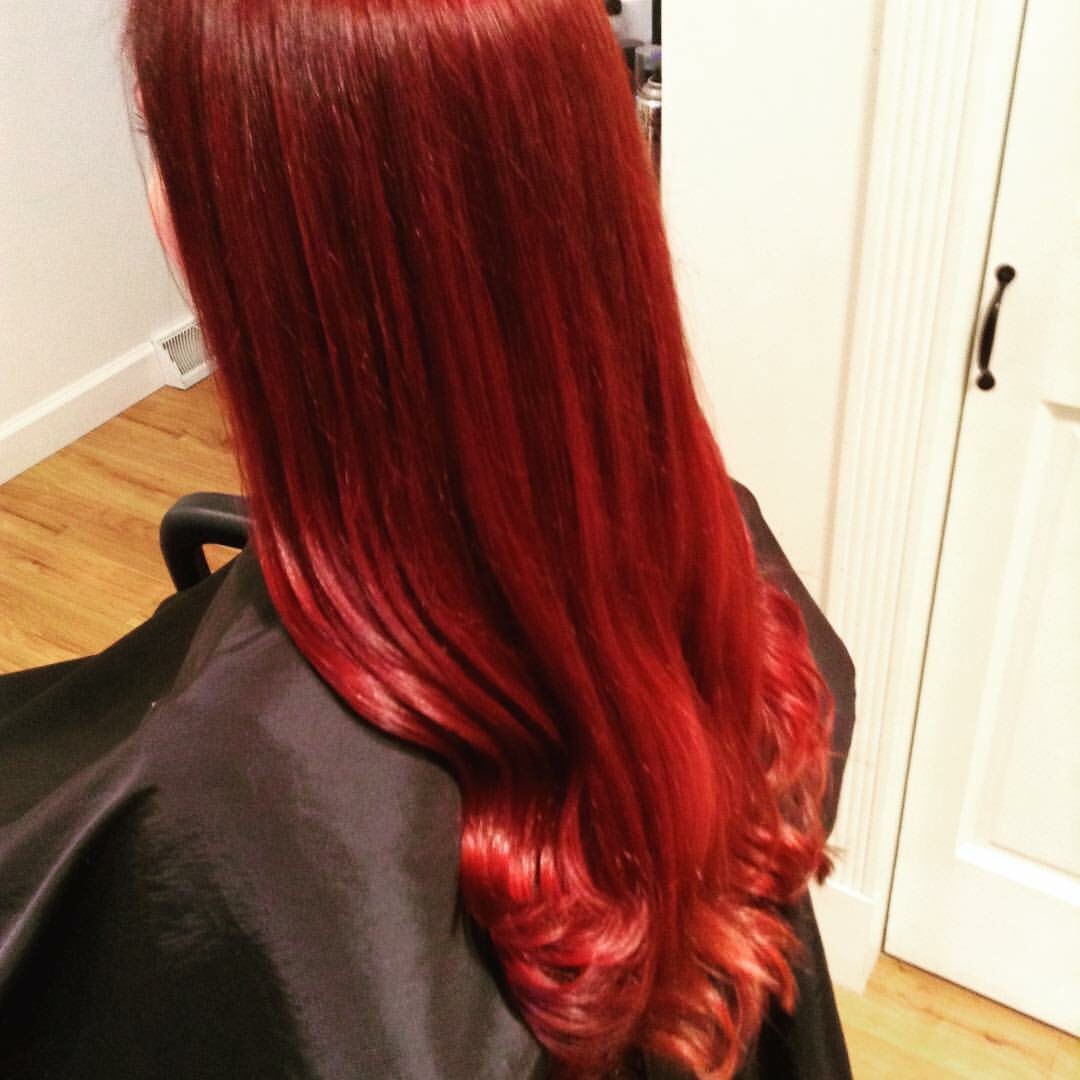 long red hair styled